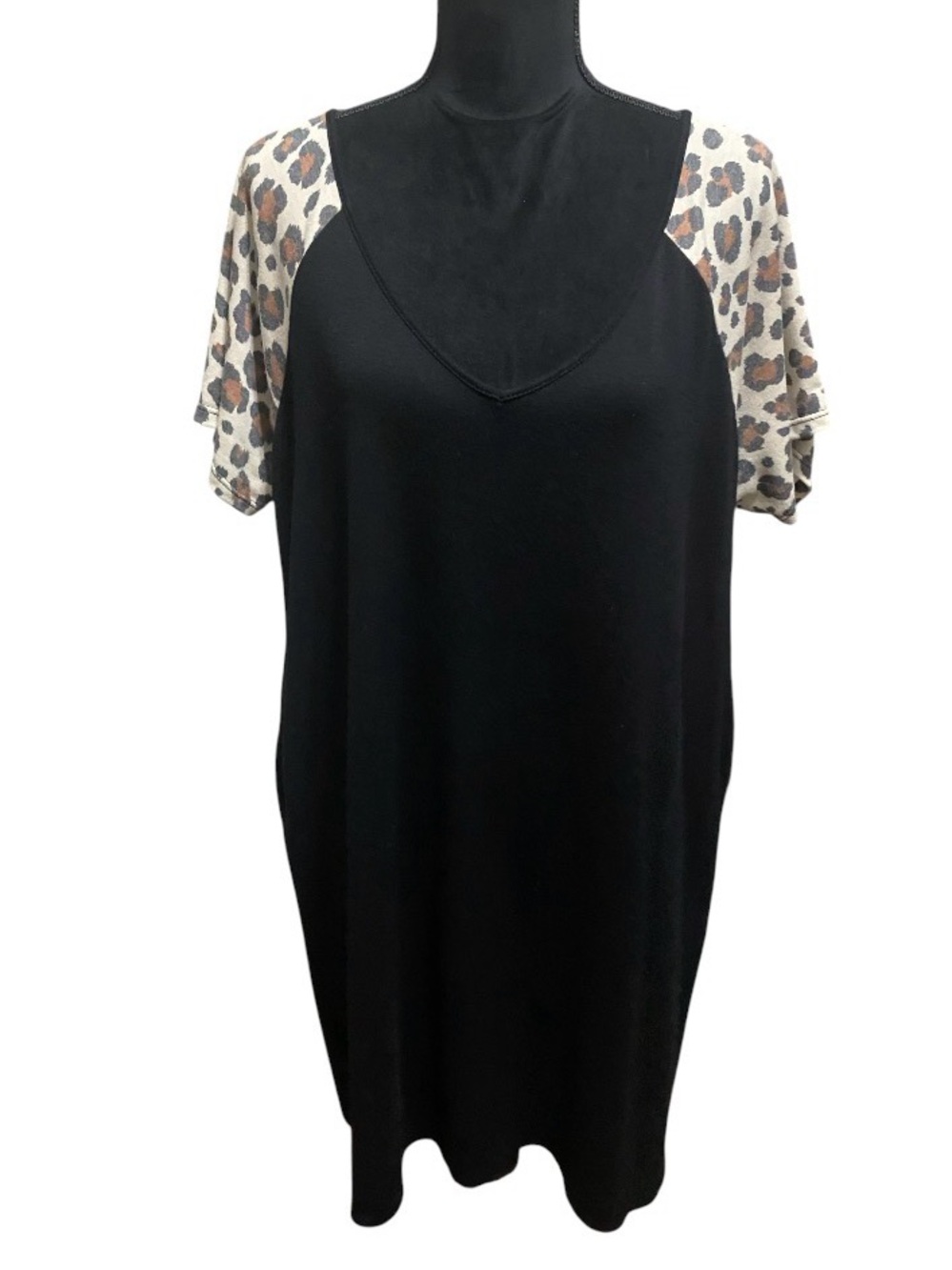 Moa Moa Leopard V Neck Tee Dress